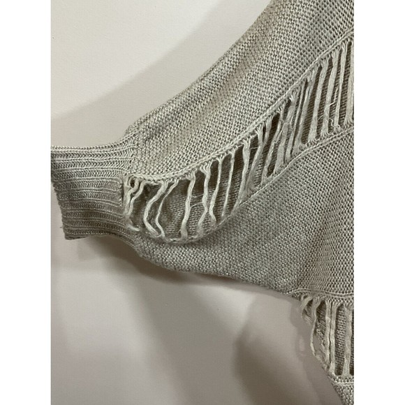 Euromoda Womens Distressed Sweater Size Large Tan Beige Slashed Dolman Sleeve - Picture 3 of 8